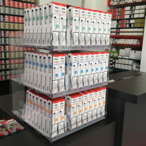 E-Shisha Pop-up Display, für 30 Facings, transparent